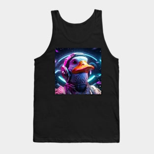 Vaporwave Retrowave Synthwave Duck Astronaut Space Fantasy Illustration Tank Top